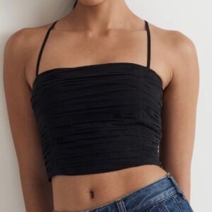 Madewell NWOT Poplin Crop Tube Top, Black, Size 10